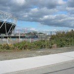 Looking through the fence to the Olympic stadia
