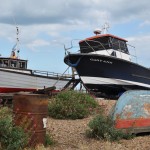 Fishing boats pulled up the beach at Deal